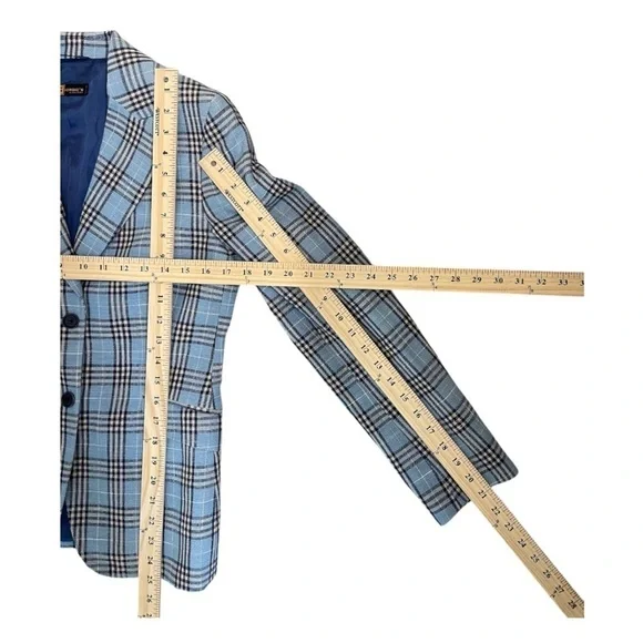 Giorgio’s of Palm Beach Blazer/Jacket, Blue Plaid, Italian women 42R